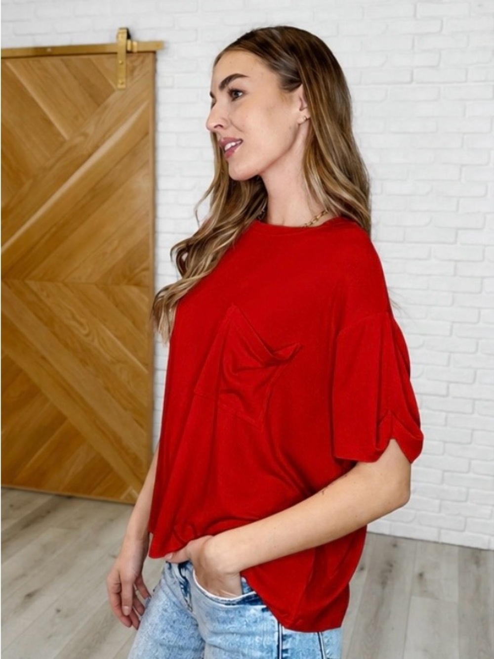 Ruby Red Ribbed Top - Picture 4 of 8